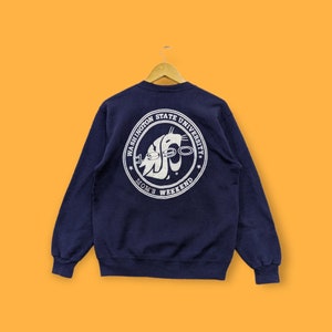 Vintage 1990 Washington state university sweatshirts Washington state university crewneck sweater pullover streetwear style blue x-large