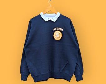 Sudadera vintage de los años 90 de la Universidad de California, suéter de cuello redondo de la Universidad de California, estilo universitario, color azul, talla extragrande.