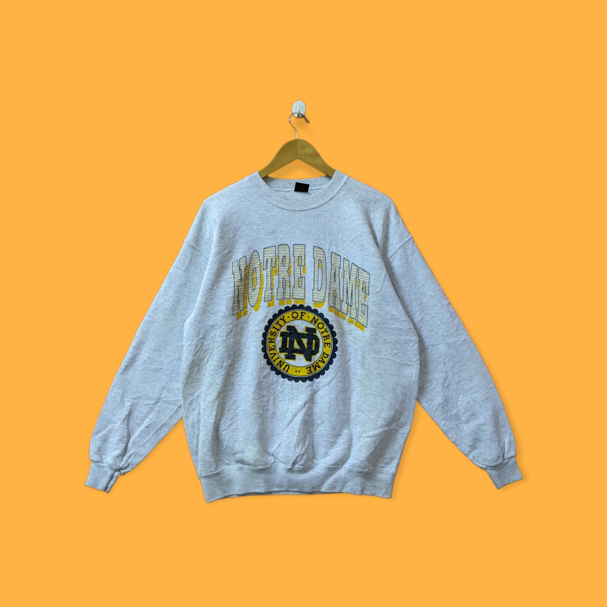 Vintage university of Notre Dame sweatshirt university of Notre Dame crewneck sweater pullover streetwear college grey colour size large