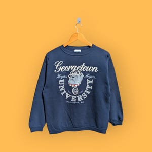 vintage 90s Georgetown hoyas sweatshirt Georgetown university crewneck Georgetown college sweater pullover blue colour size x-large youth