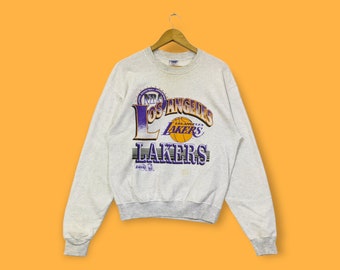 vintage Los Angeles Lakers sweat-shirt Los Angeles Lakers pull à col rond style streetwear basket-ball de sport couleur grise moyenne