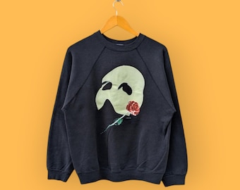 vintage the phantom of the opera big image sweatshirt glow in the dark crewneck movie film sweater pullover Nice black colour size large
