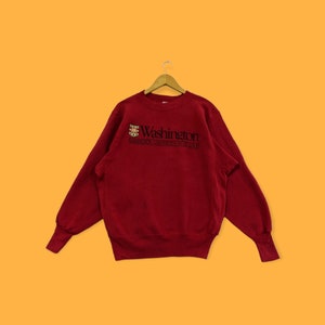 Vintage 90s university Washington sweatshirt university Washington crewneck university Washington sweater pullover Red colour size x-large