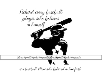 SVG de mamá beisbolera, imágenes prediseñadas de jugador de béisbol, para Cricut Silhouette (descarga digital)