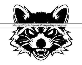 Angry Raccoon Mascot SVG, Clipart Cut Files