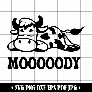 Moody Cow SVG PNG DXF, Sleepy Cow Svg, Cow Svg, Moody Cow Clipart, Files For Cricut, Cut Files For Silhouette, Eps, Vector, Tshirt Design