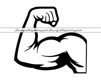 Bicep Muscles SVG Clipart, Arm Flex Cut Files (Dxf, Png, Vector)