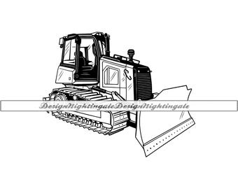Clipart SVG z buldożerem, pliki do cięcia ciężkiego sprzętu (pobieranie cyfrowe)