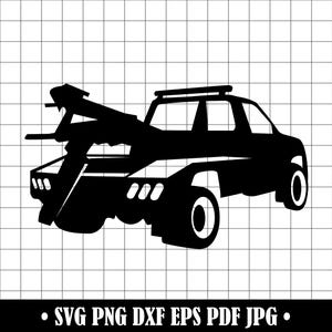 Sleepwagen knippen SVG-bestand, Wrecker Truck silhouet PNG, trekkend voertuig DXF-ontwerp voor Cricut, Autoreparatie Clipart, Garage Svg-bestand