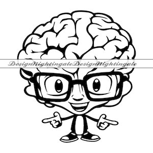 Brain Mascot SVG, Nerd Glasses Clipart (Digital Files)