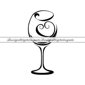 Bicchiere da vino stilizzato n. 2 SVG, bicchiere da vino con cuore SVG, vino SVG, clipart vino, file per Cricut, file di taglio per silhouette, Dxf, Png, vettore