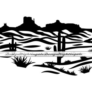 Mojave Desert #2 SVG, Western Desert Landscape SVG, Arizona Desert SVG, Clipart, Pliki dla Cricut, Pliki do cięcia dla sylwetki, Dxf, PNG, Wektor