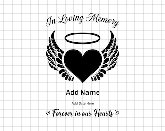 Angel Wings Heart SVG PNG DXF: In Loving Memory Memorial Cut File (Digital Download)