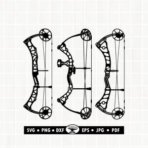 Compound Bow SVG PNG DXF: Archery Silhouette Cut File for Cricut