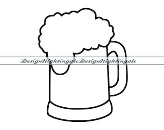 Beer Outline SVG, Beer Mug SVG, Beer SVG, Beer Mug Clipart, Beer Files For Cricut, Beer Cut Files For Silhouette, Dxf, Png, Eps, Vector