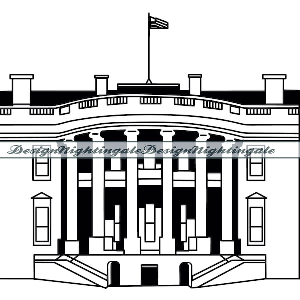WHITE HOUSE #2 SVG, White House Clipart, White House Files For Cricut, White House Cut Files For Silhouette, Dxf, Png, Eps, Vector