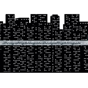 Skyline della città n. 2 SVG, Edifici SVG, Luci della città SVG, New York City Svg, Clipart, File per Cricut, File di taglio, Silhouette, Dxf, Png, Eps, Vettore