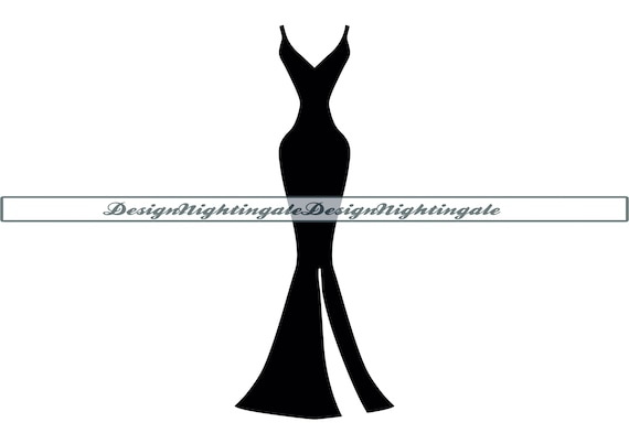 Black Evening Dress Silhouette SVG, Cricut Cut Files (Digital Download)