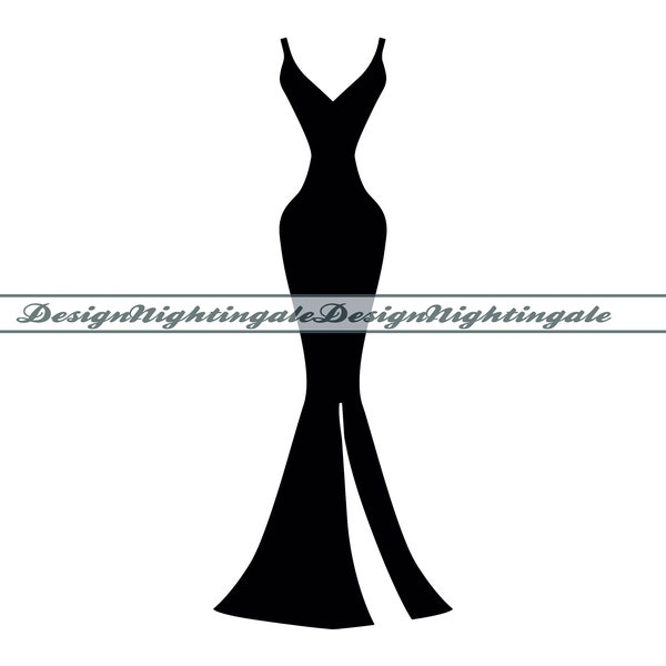 Black Dress #3 SVG, Dress Silhouette SVG, Evening Dress SVG, Black Dress Clipart, Black Dress Files For Cricut, Cut Files,Dxf,Png,Eps,Vector