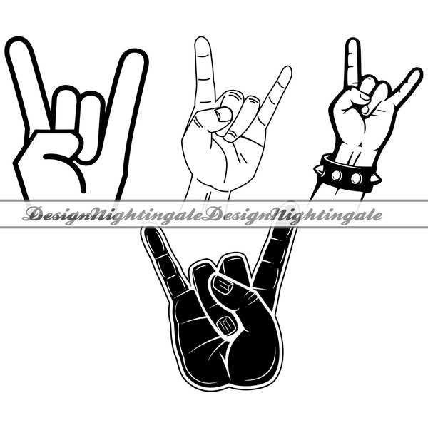 Rock on Hand SVG, Devil Horns SVG, Signe des cornes, Heavy Metal SVG, Rock and Roll Svg, Clipart, Fichiers pour Cricut, Fichiers coupés, Dxf, Png, Eps