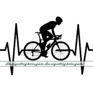 Fiets Heartbeat #2 SVG, fietsen ECG SVG, fietser Svg, liefde fiets Svg, clipart, bestanden voor de Cricut, gesneden bestanden voor silhouet, dxf, png, eps
