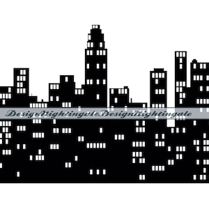 Skyline della città SVG, Edifici SVG, Luci della città SVG, New York City Svg, Clipart, File per Cricut, File di taglio per Silhouette, Dxf, Png, Eps, Vettore