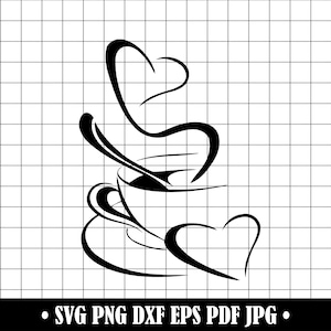 Heart Coffee Cup SVG, Coffee Cup SVG, Coffee Love SVG, Heart Coffee Cup Clipart, Files For Cricut, Cut Files For Silhouette, Dxf,Png, Vector
