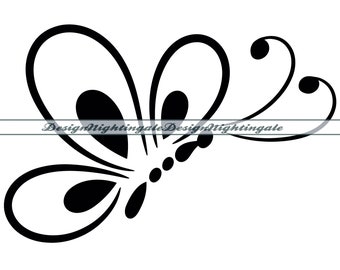 Butterfly Outline SVG, Stylized Line Art (Digital Files)
