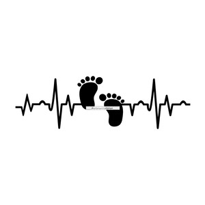 Hartslag baby voetafdruk SVG, baby voetafdruk SVG, baby voeten SVG, pasgeboren baby, clipart, bestanden voor Cricut, gesneden bestanden silhouet, dxf, png, vector