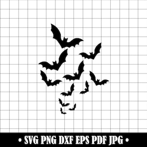 Halloween Bats #2 SVG, Spooky Bats SVG, Flying Bats SVG, Bats Clipart, Bats Svg Files, Bats Cut Files For Silhouette, Dxf, Png, Eps, Vector