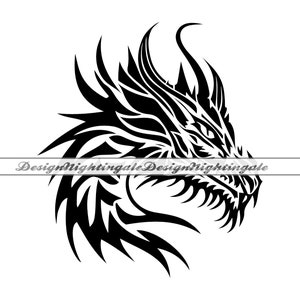 Dragon #3 SVG, Dragon Tattoo SVG, Dragon Clipart, Dragon Files For Cricut, Dragon Cut Files For Silhouette, Dxf,Dragon PNG,Dragon Vector,Eps
