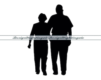 Elderly Couple SVG, Old People SVG, Grandma Svg, Grandpa Svg, Clipart, Files For Cricut, Cut Files For Silhouette, Dxf, Png, Eps, Vector