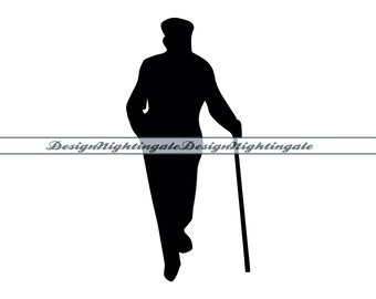 Stary człowiek #2 SVG, Idący stary człowiek SVG, Clipart starego człowieka, Pliki starego człowieka dla Cricut, Pliki do cięcia starego człowieka dla sylwetki, Dxf, Png, Eps, Wektor