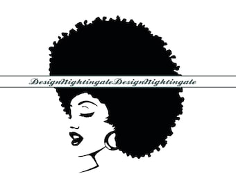 Afro Woman SVG, Curly Hair Clipart, Cricut, Silhouette (Digital Files)