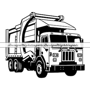 Garbage Truck SVG, Trash Truck SVG, Dustbin Lorry SVG, Clipart, Files For Cricut, Cut Files For Silhouette, Dxf,Png,Vector, Digital Download