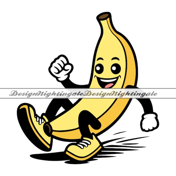 Banana Mascot #2 SVG, Sliding Banana SVG, Funny Banana SVG, Cartoon Banana, Clipart, Files For Cricut, Cut Files For Silhouette, Png, Vector