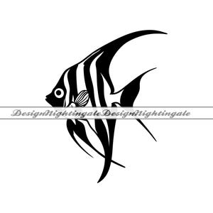 Striped Angelfish SVG, Zebra Angelfish SVG, Angelfish SVG, Angel Fish, Clipart, Files For Cricut, Cut Files For Silhouette, Dxf, Png, Vector