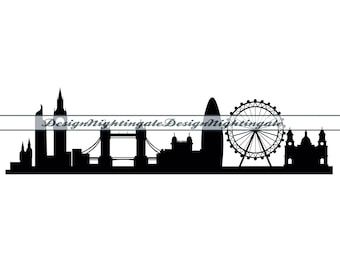 London Skyline SVG, Cityscape Cut Files for Cricut, Silhouette (Digital Download)