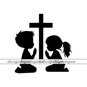 Kinder beten SVG, Kinder beten SVG, Glaube, Christ, Kreuz, Clipart, Dateien für Cricut, Schnittdateien für Silhouette, Dxf, Png, Vektor