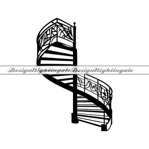Wenteltrappen #2 SVG, trappen SVG, trap SVG, wenteltrappen clipart, bestanden voor Cricut, gesneden bestanden voor silhouet, dxf, png, eps, vector