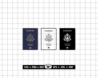 US Passport SVG PNG, American Passport Outline Dxf Cut File (Digital Download)
