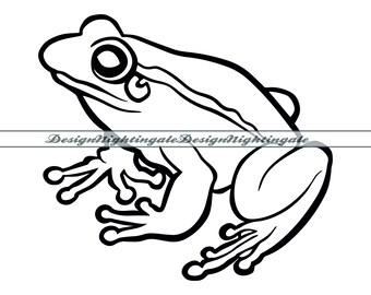 Cute Frog Outline SVG, PNG, DXF, Clipart (Digital Files)