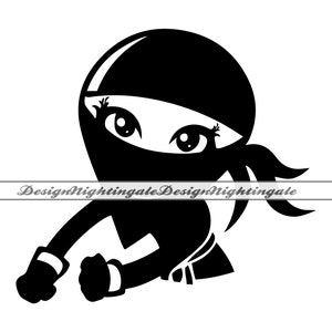 Ninja Girl SVG, Ninja Mascot SVG, Ninja Kid SVG, Ninja Girl Clipart, File per Cricut, Ninja Girl File di taglio per Silhouette, Dxf, Png, Vettore