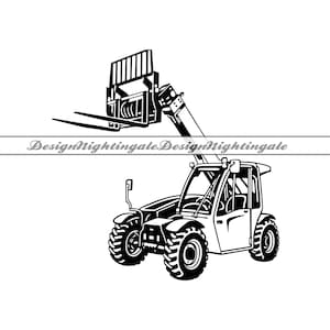 Verreiker SVG, heftruck Svg, bouwvoertuig Svg, Farm Loader Svg, zwaar materieel Svg, Clipart, gesneden bestand voor silhouet en Cricut, Dxf
