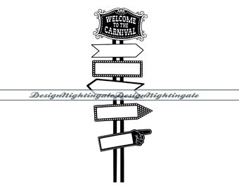 Carnival Directional Sign SVG, Party Clipart (Digital Download)