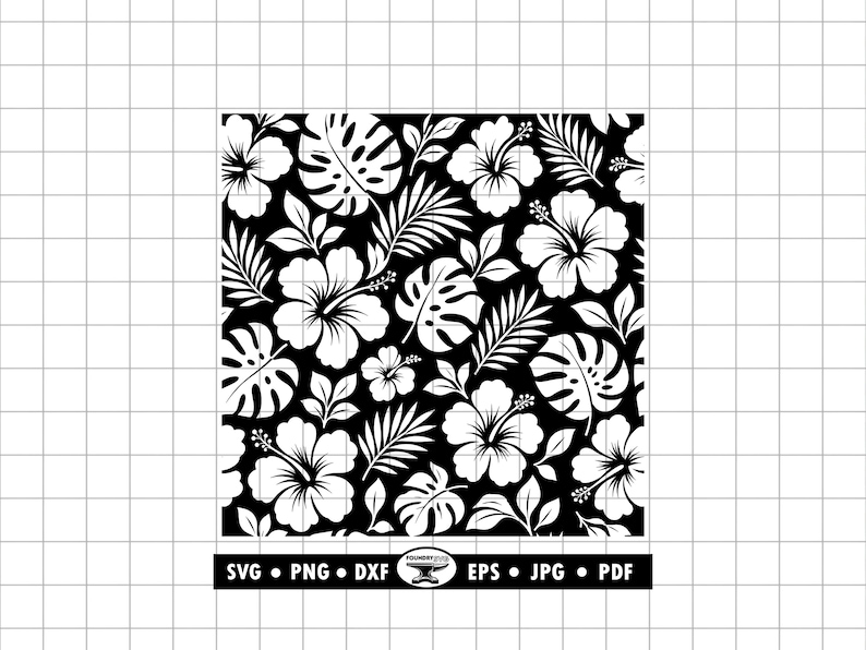Hibiscus Seamless Pattern SVG PNG DXF: Tropical Cut File - Etsy
