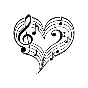Musiknot hjärta SVG klippfil: G-klav och basklav
