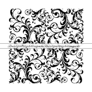 Tooled Leather #3 SVG, Western Tooled Leather SVG, Seamless Pattern, Floral Vines, Swirls Swoosh Scroll PNG, Peekaboo Tumbler, Cricut, Cut