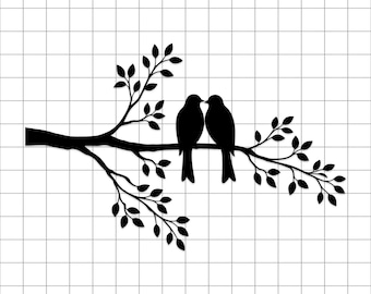 木の枝に止まる二羽の鳥 SVG 鳥のイラスト 二羽の鳥 クリップアート