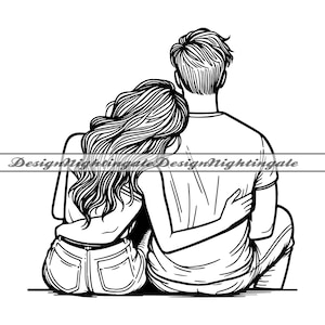 Coppia Line Art SVG, Amanti SVG, San Valentino SVG, Clipart, File per Cricut, File di taglio per Silhouette, Dxf, Png, Eps, Vettore, Download digitale